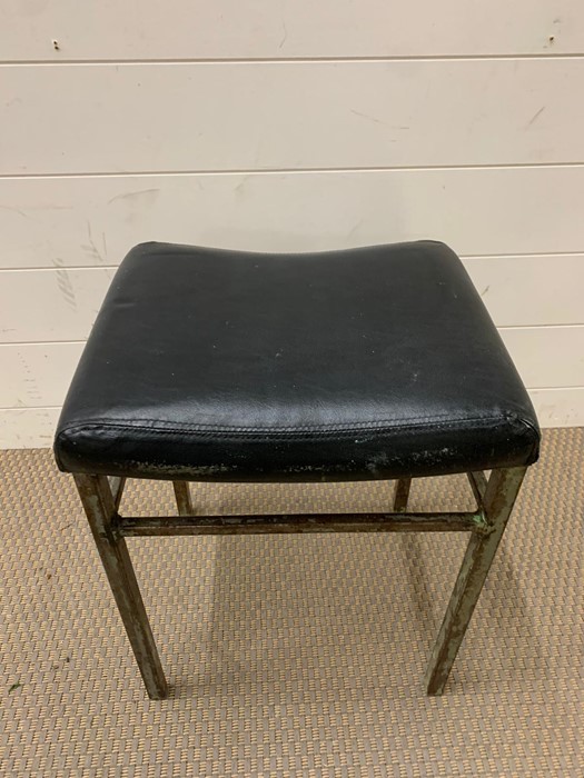 A Stool with black seat pad by Shaw tubular steel furniture. - Image 2 of 2