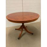 Circular centre table on three down swept legs (H78cm Dia 109cm)