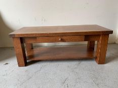 A solid oak coffee table with centre drawer(H6cm W120cm D50cm)