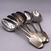 A Set of Six Hallmarked Silver Spoons, Chester 1860, makers mark ES.