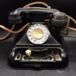 A Black GPO Bakelite GPO 248 Telephone on a Bell Set 39A