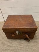 A Leather Travel Trunk initialled HGS