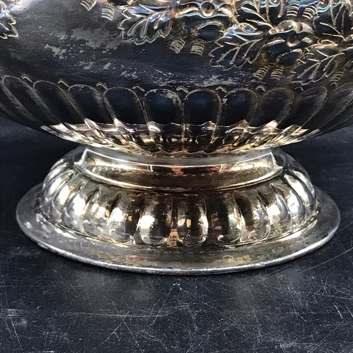 A Silverplated Punch Bowl with floral decoration. - Image 4 of 7