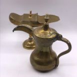A Brass Arabian coffee pot and incense holder (possibly)