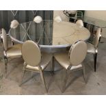 A eight seater contemporary circular mirrored dining tables and chairs AF