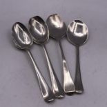 A Selection of four silver teaspoons (64g), various hallmarks and makers.