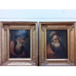 A 19th century Continental school, three portraits depicting old men, unsigned, oil on panel, within