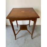 A square occasional table with shelf under and inlay detail