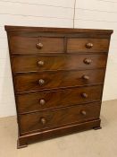 A mahogany chest of drawers two over four long (H125cm W104cm D50cm)