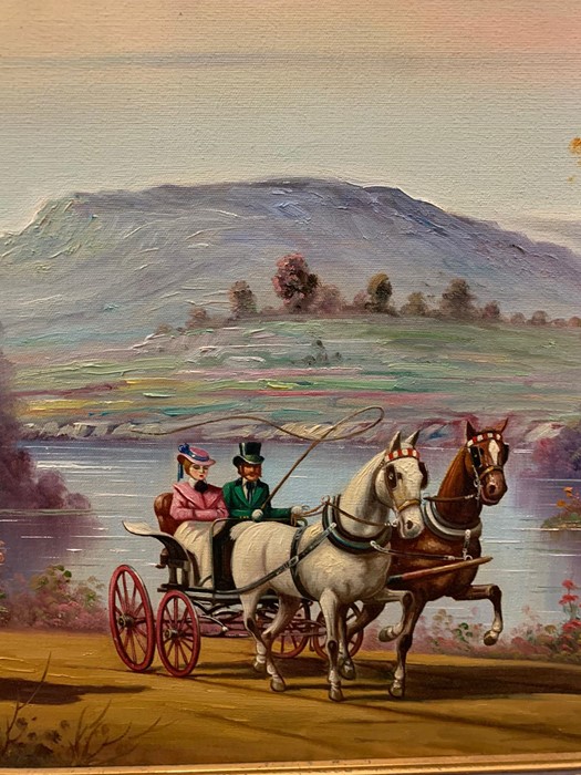 A 20th century Austrian school, Sissi and Franz Joseph I of Austria with a horse drawn carriage - Image 3 of 3