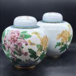 A pair of Ginger Jars, Chinese contemporary cloisonne style