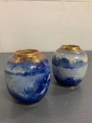 A pair of Royal Doulton English porcelain flambé vases (H11cm)