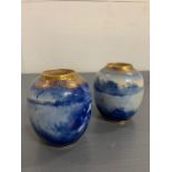 A pair of Royal Doulton English porcelain flambé vases (H11cm)
