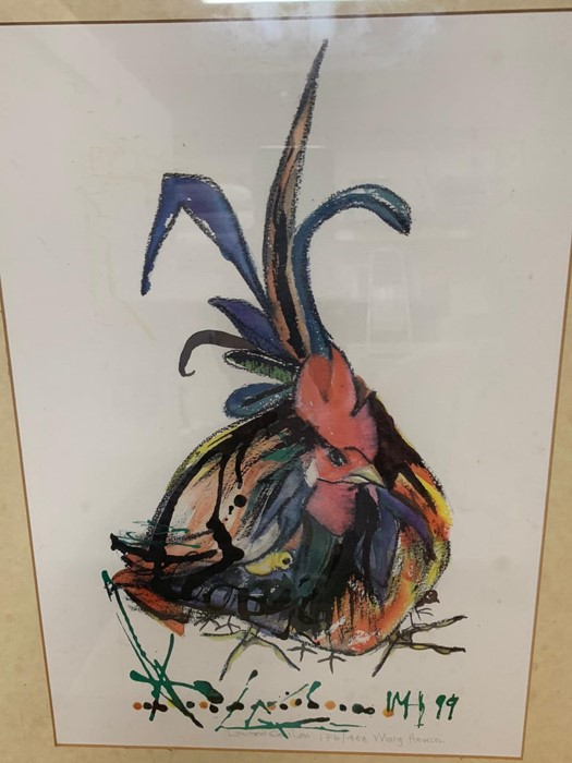 MARG HEWSON A watercolour of a chicken along with a limited edition print of a Cockerill. - Image 2 of 3