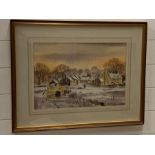 Isabel M. Castle (act. XX), "Winter landscape with village", unsigned, framed mounted and glazed, (