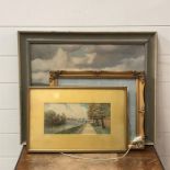 A 20th century English school, Lanscape with mountains beyond, unsigned, oil on canvas, framed (