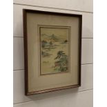 Japanese watercolour of a river scene (25cm x 32cm)