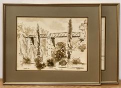 A pair of 20th century South African school, "Old bridge, Ladybrand" and "Maseru bridge", signed "