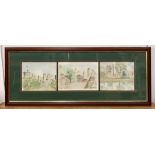 A group of three watercolours depicting views of Windsor Castle and St George's chapel, one