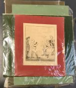 A collection of various sports prints, including "Excuse us if you please, Sir" after a 1787