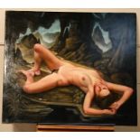 David Gainford (XX-XXI), British, a reclining nude on a Leonardesque landscape, signed lower left,