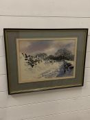 "Winter Days Calderdale" watercolour by D.B Crossley 1982 signed lower right