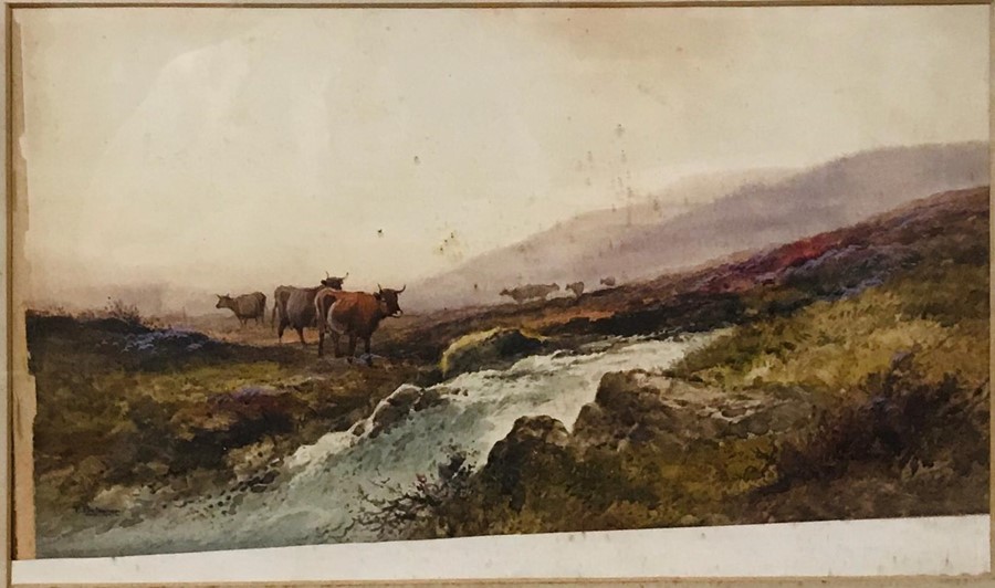 A 20th century Scottish school, depicting a Highland scene, illegibly signed lower left, watercolour - Image 2 of 2