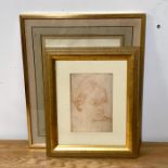 A 20th century English school, Woman resting on chair, illegibly signed, drawing on paper, framed