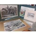 A group of 19th century English prints, some hand coloured, comprising ""The horse show at the