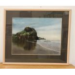 A 20th century English school, View of a beach with a rock, signed "Mark Dowson" and dated '91 lower