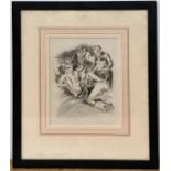 A 20th century erotic print, probably after André Collot, unsigned, framed and glazed, (22.5x17 cm).