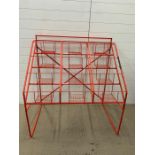 A red metal record storage rack (H117cm W112cm D72cm)