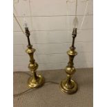 A pair of brass table lamps (H55cm)
