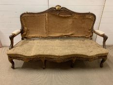 A 19th Century Louis XV style parcel gilt settee. (H100cm W170cm D62cm)