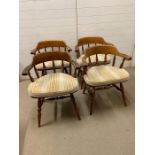Four spindle back farm chairs (D50cm W60cm H48cm to seat)