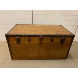 A Large Brass Banded Travel trunk (W 107 cm x D 59 cm x H 53 cm)