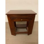 A mahogany nest of table with brass string inlay