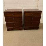 A pair of mahogany style bedside (H66cm W51cm D43cm)