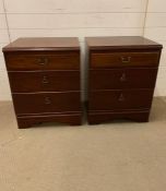 A pair of mahogany style bedside (H66cm W51cm D43cm)