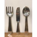 A over sized wall hanging cutlery set (spoon & fork 61cm L - Knife 59cm L)