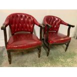 A Pair of Red Leather Club Chairs