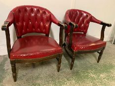 A Pair of Red Leather Club Chairs