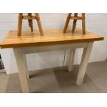 Breakfast bar table with beech top and painted base (Table H88cm W120cm D58cm)