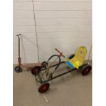 A Mobo toy peddle go kart and vintage scooter