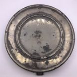 Two Pewter dishes approx 20 inches 1670 -1705