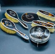 A Victorian Silver and Tortoiseshell Ladies Vanity, dressing table set.