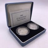 1989 Cased Silver Proof Two Coin Set 'Bill of Rights and Claim of Rights'