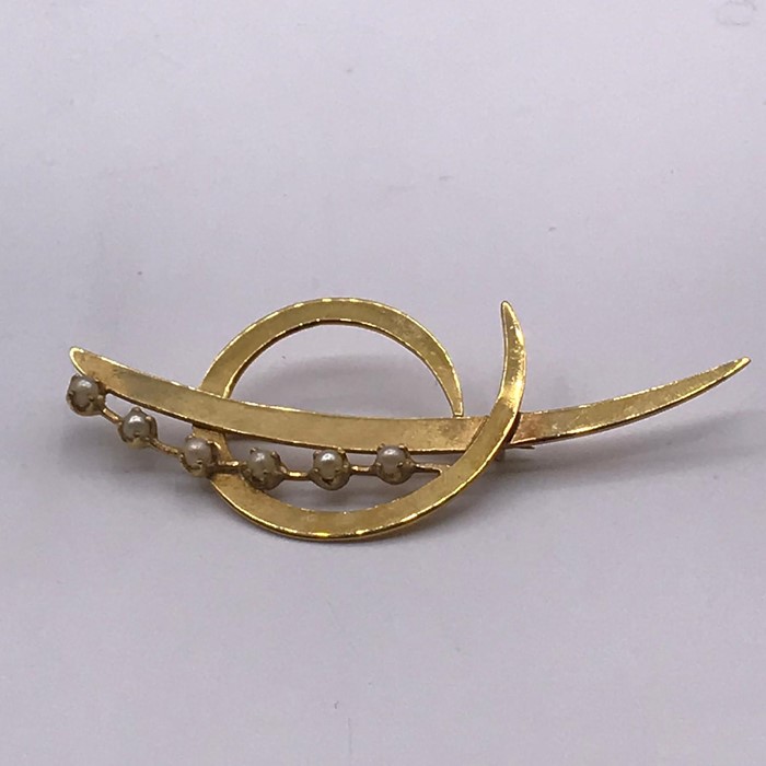 A Persian Gold and Pearl Brooch (6.4g) - Image 2 of 3