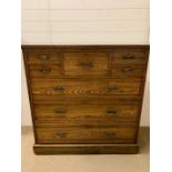 A Chest of drawers, assorted five drawers over three long (W 123 cm x D 55 cm x H 122cm)