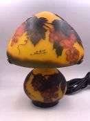 A art nouveau Galle style colorful mushroom table lamp